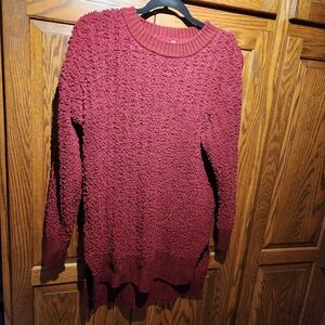 Women's popcorn style Sweater - Burgundy L